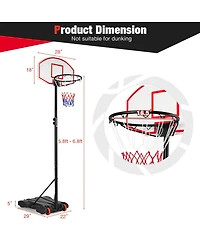 Gymax Basketball System Hoop Stand Backboard w/ Adjustable Height Wheels & 2 Nets