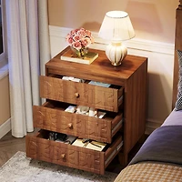 Tribesigns Nightstand with Drawers, Traditional Side Table with 3 Drawers, Tall Wood Bedside Table for Bedroom, Dorm and Small Spaces