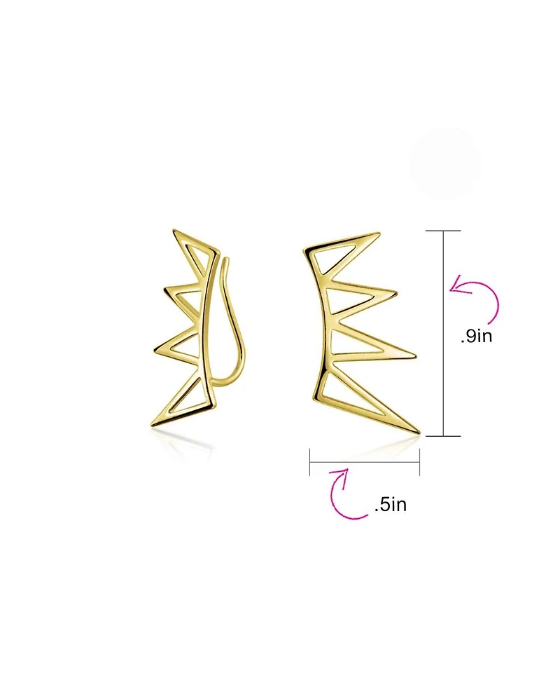 Bling Jewelry Boho Minimalist Geometric Ear Cuff Cartilage Spike Earrings Sterling Silver