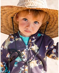 Deux par Deux Toddler Boys Printed French Terry Hooded Full Zip Cardigan Sweatshirt Monkey On Navy Moped - Toddler|Child