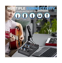 Pyle Compact Dj Mixer with Usb Interface, 5-Channel Pro Audio Mixer