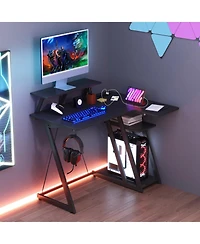 Gouun L Shaped Gaming Desk with Outlets and Usb Ports