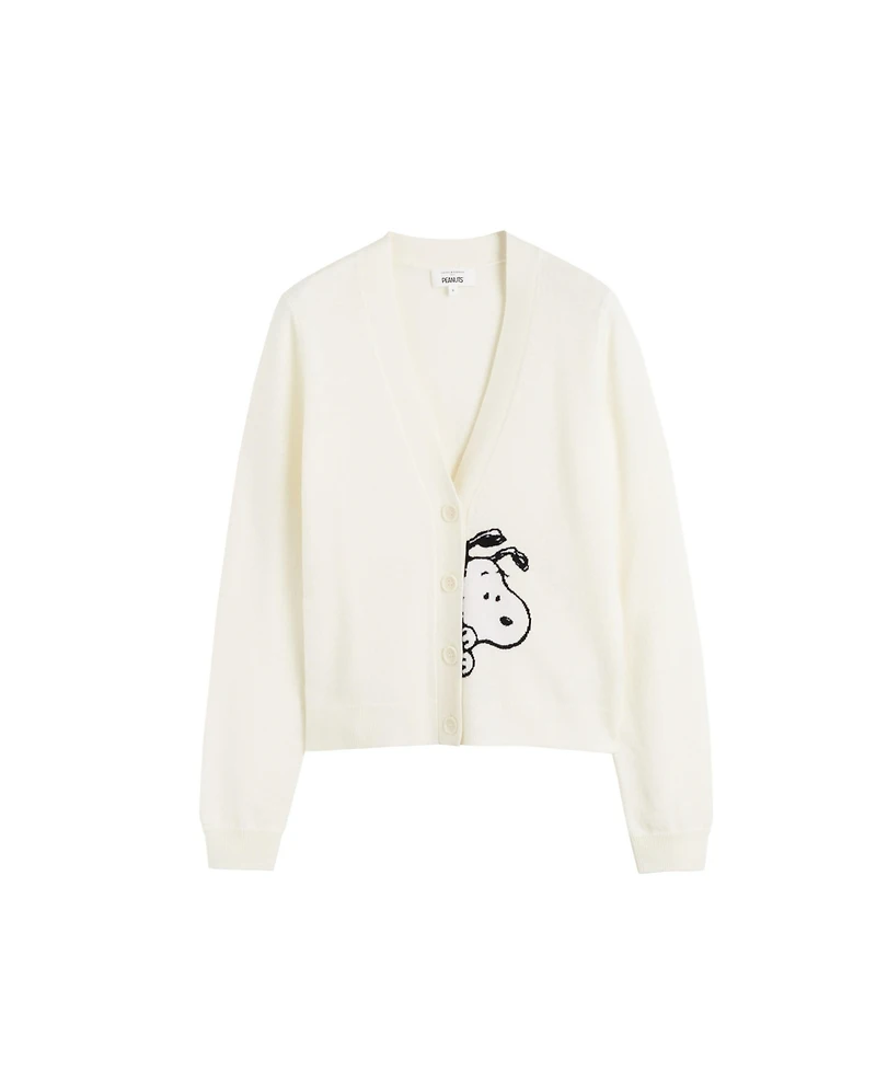 Chinti & Parker Women's Chinti Meets Peanuts Snoopy Peek Pocket Wool Cashmere Cardigan