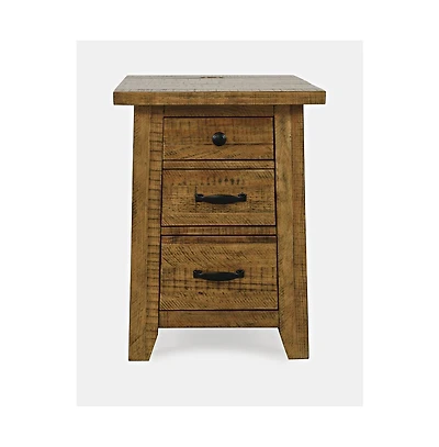 Jofran Telluride Rustic Farmhouse Solid Wood Usb Charging Chairside End Table