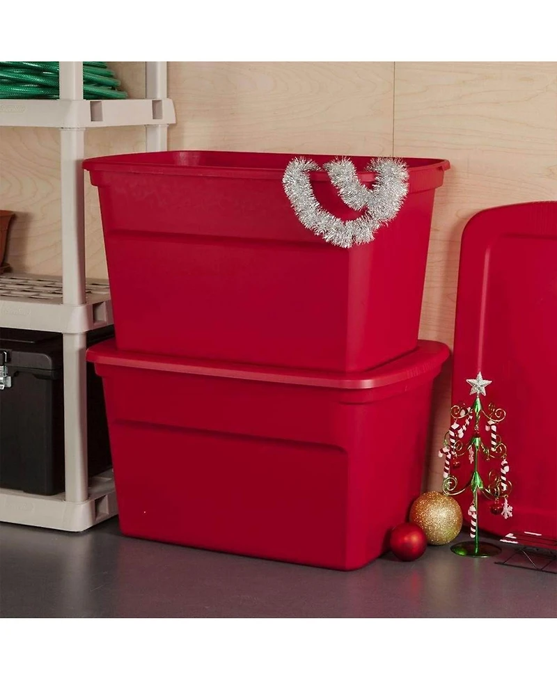 Sterilite 30 Gallon Durable Stacking Seasonal Storage Tote, Red (6 Pack)