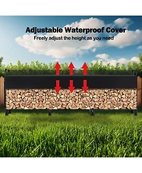 gaomon Firewood Rack Outdoor with Cover, Heavy Duty Steel 3/4 Cord Logs Stacker Holder, Firewood Storage Stand for Indoor Fireplace