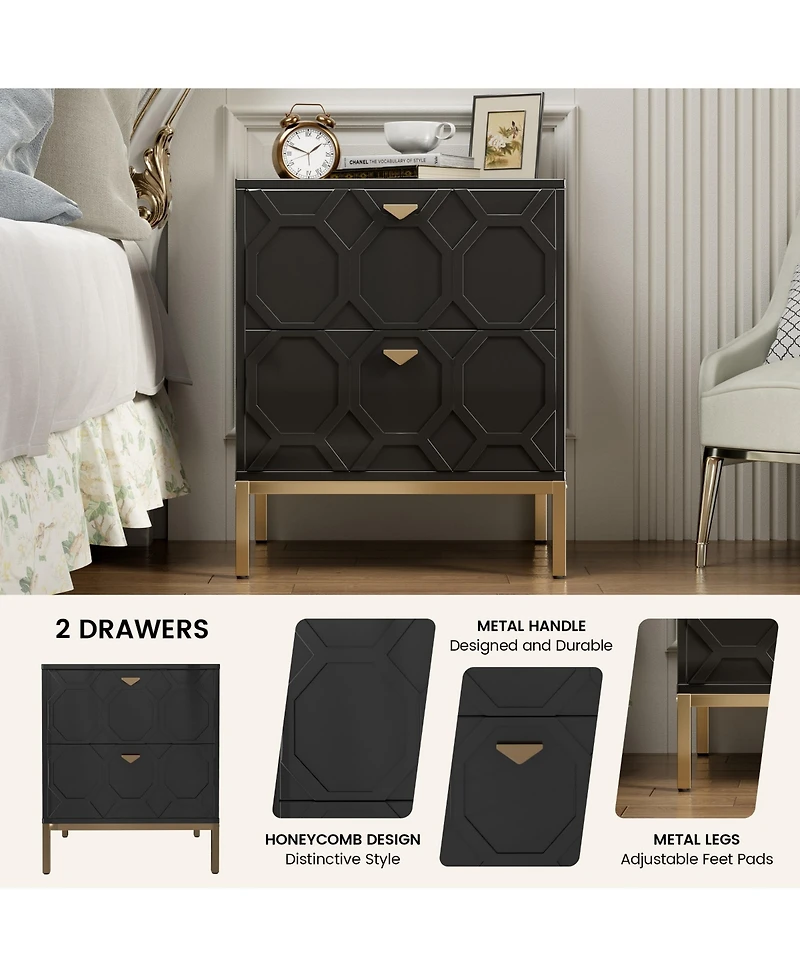 Boyel Living Wooden 2-Drawer Side Table