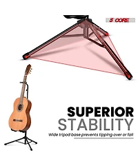 5 Core Guitar Stand Floor Foldingholder Soporte Para Guitarra for Acoustic Electric Bass Gsh Hd Blk