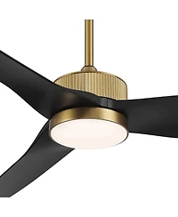 Casa Vieja 60" Montage Modern Indoor Outdoor Ceiling Fan 3 Blade Led Light Remote Control Soft Brass Finish Bedroom Damp Rated