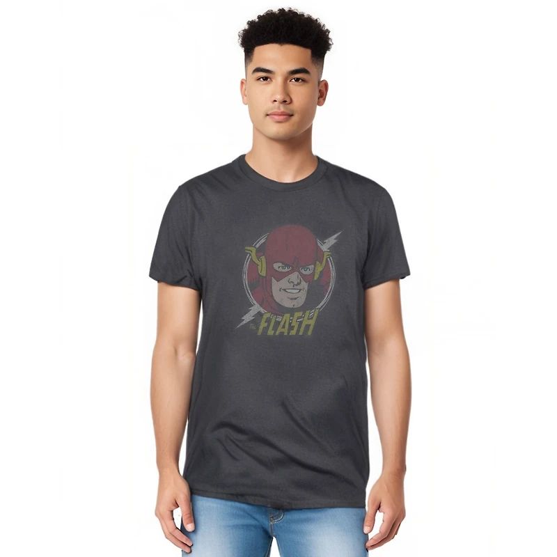 Dc Flash Mens Comics Vintage Voltage Short Sleeve Adult Tee / T-Shirt