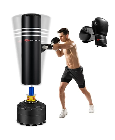 220Lbs Freestanding Punching Boxing Bag w/12 Suction Cup Base Shock Absorber