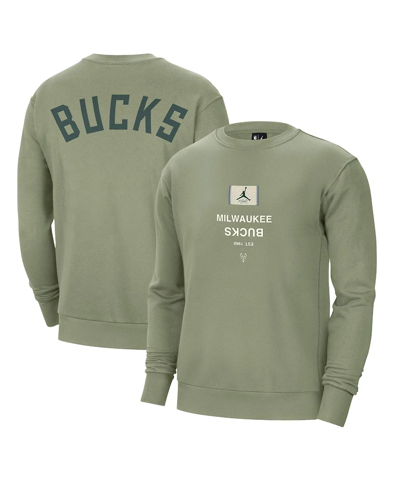 Jordan Men's Green Milwaukee Bucks Courtside Statement Edition Heavyweight Pullover Sweatshirt