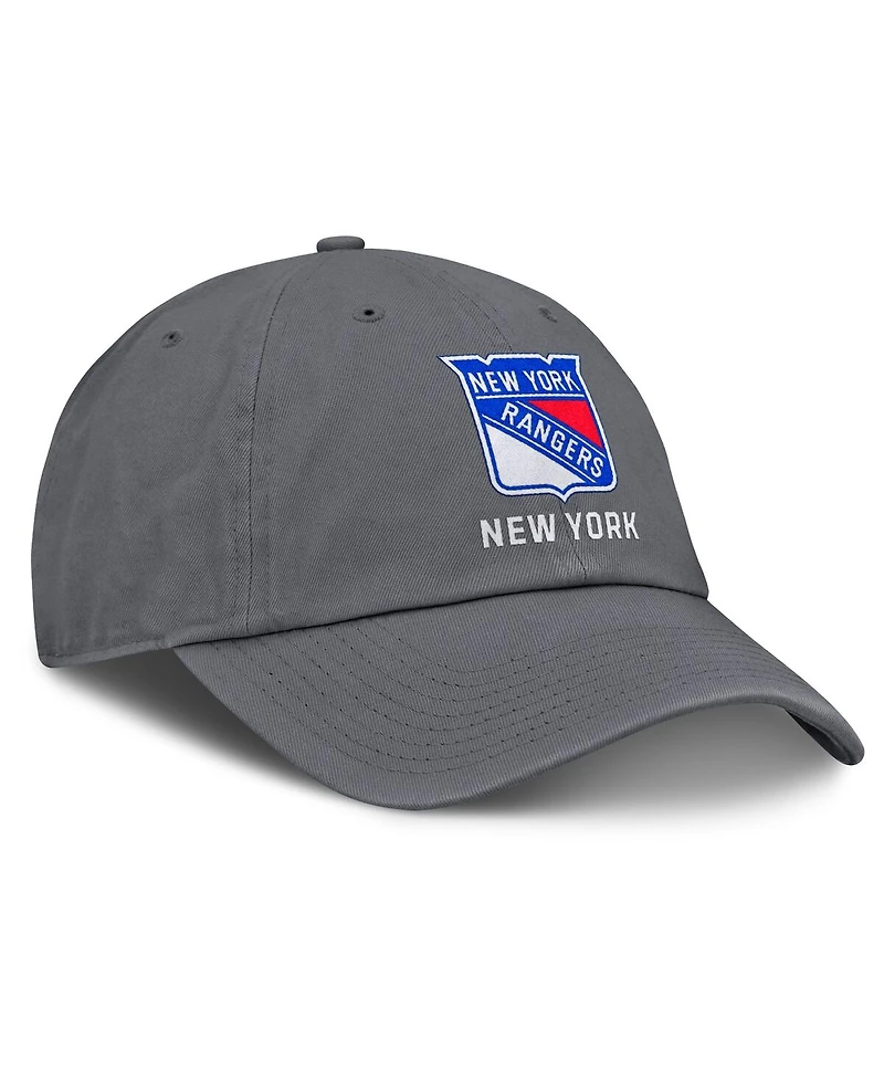 Fanatics Men's Charcoal New York Rangers Washed Adjustable Hat