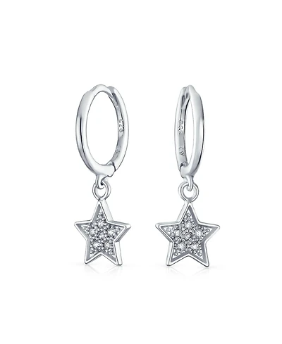 Bling Jewelry American Patriotic Dangle Chandelier Earrings with Cz Stars Sterling Silver