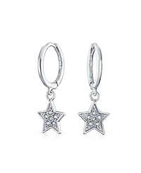 Bling Jewelry American Patriotic Dangle Chandelier Earrings with Cz Stars Sterling Silver