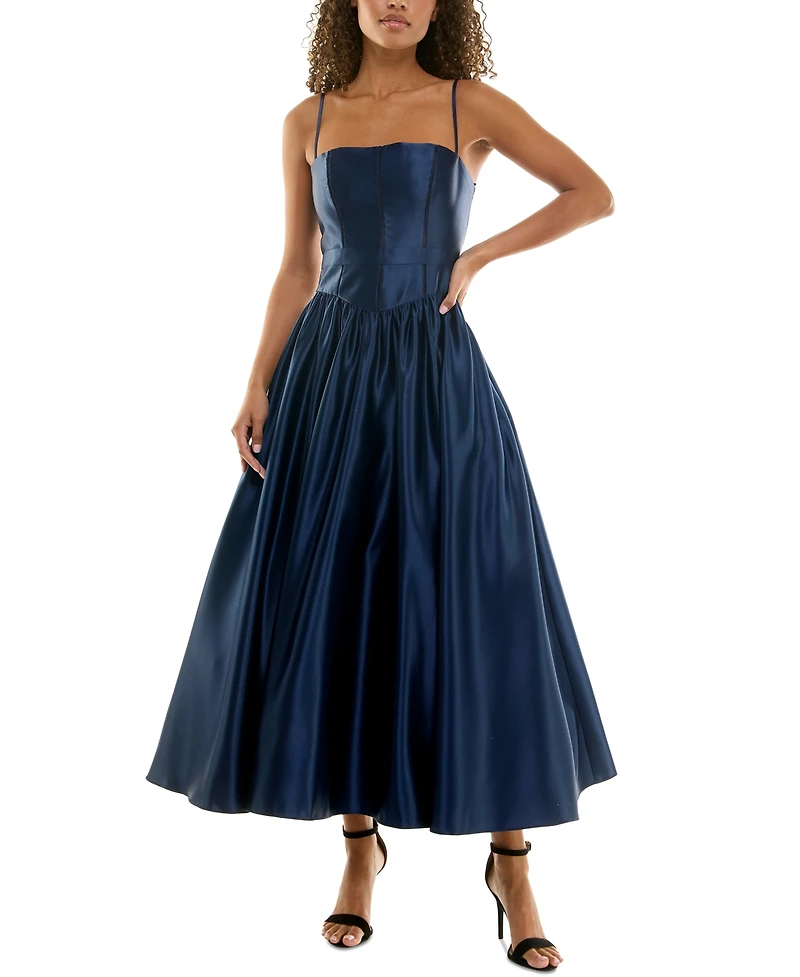 B Darlin Juniors' Square-Neck Sleeveless Fit & Flare Dress