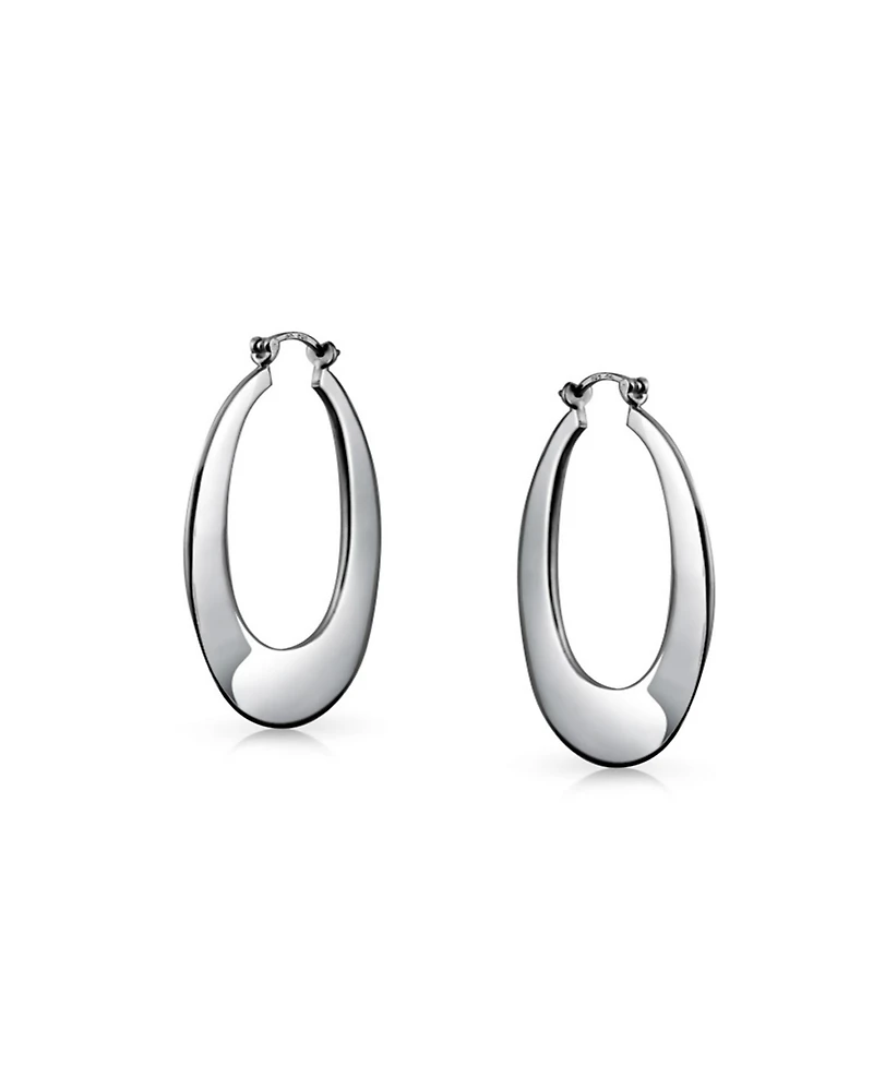 Bling Jewelry Simple Large Hoop Huggie Earrings Sterling Silver Hinged Notched Post 1.25 Inch