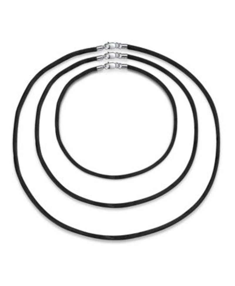 Bling Jewelry Set of 3 Satin Black Silk Cord Necklace for Pendant Layering Multiple Lengths