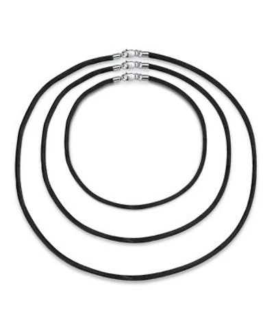 Bling Jewelry Set of 3 Satin Black Silk Cord Necklace for Pendant Layering Multiple Lengths