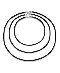Bling Jewelry Set of 3 Satin Black Silk Cord Necklace for Pendant Layering Multiple Lengths