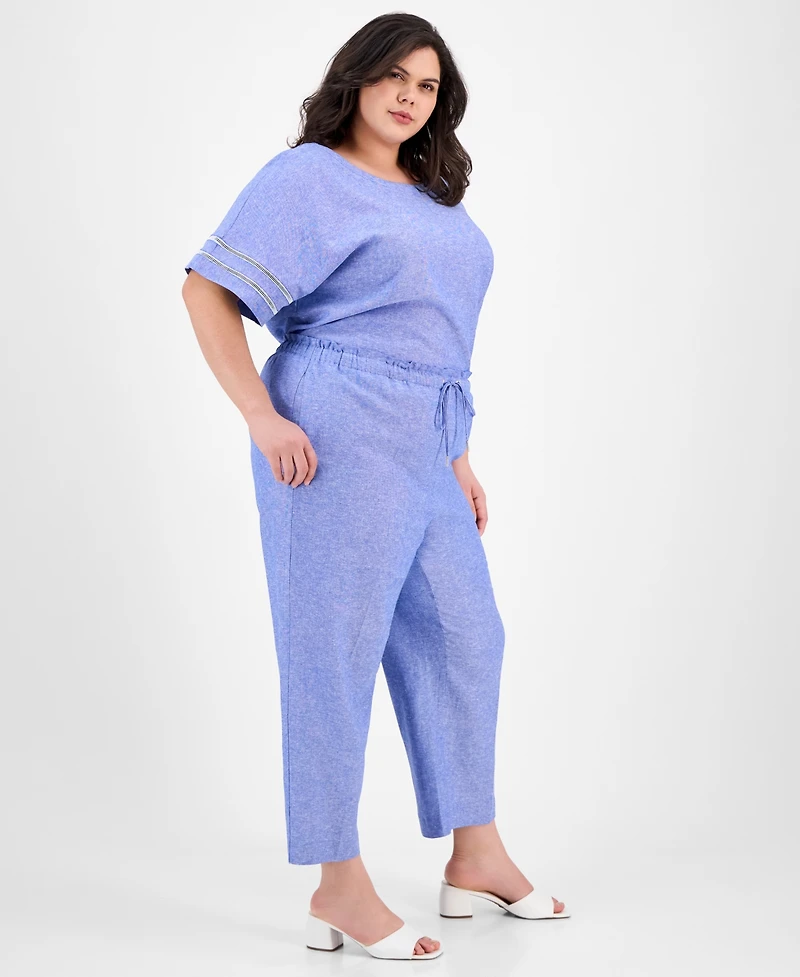 Anne Klein Plus Wide-Leg High-Rise Pants