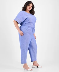 Anne Klein Plus Wide-Leg High-Rise Pants