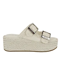 Guess Women's Binks Double-Buckle Woven Platform Wedge Sandals