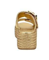 Guess Women's Binks Double-Buckle Woven Platform Wedge Sandals