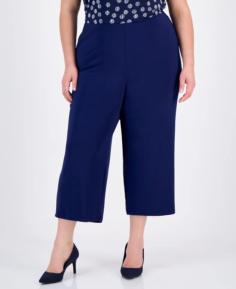 Ak Anne Klein Plus High-Rise Cropped Pull-On Pants