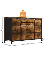 gaomon Dresser for Bedroom 55''Tv Stand with Power Outlet & Led Wide Dresser with 10 Large Drawers