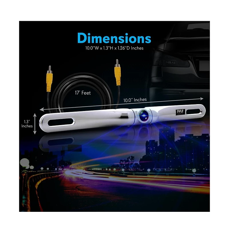 Pyle License Plate Car Rearview Backup Camera, Waterproof, Adjustable, Distance Scale Lines