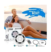 Pyle 6.5'' Slim Waterproof Subwoofer, 150W, Rgb Lights, Remote Control, White