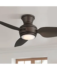 Casa Vieja 36" Whirl Modern Indoor Outdoor Ceiling Fan 3 Blade Led Light Remote Control Emperial Bronze Finish Bedroom Hugger