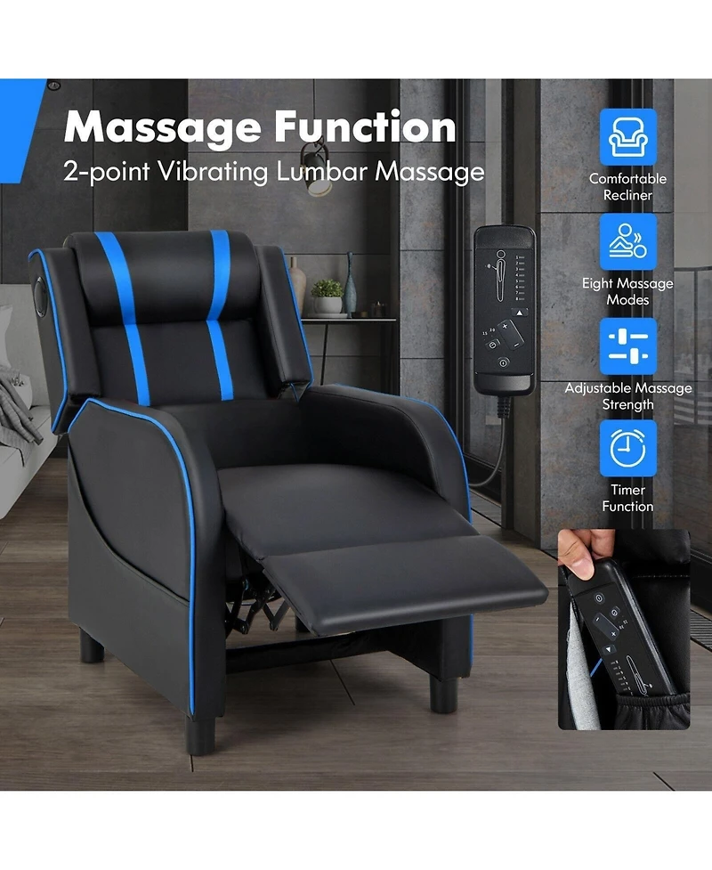 Gouun Pu Leather Massage Gaming Recliner Chair with Side Pockets