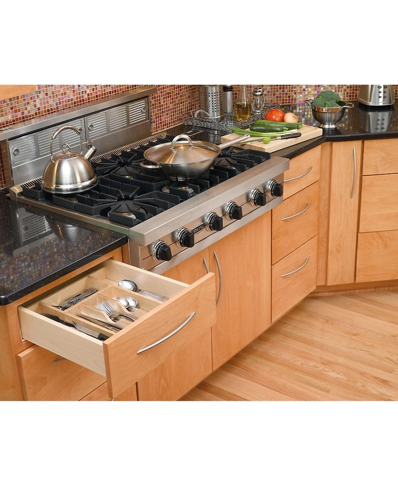 Rev-a-Shelf 7 Cutlery Compartment Tray Cabinet Insert Trim to Fit, Maple, 4WCT-1