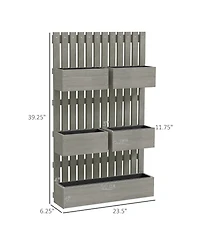 Outsunny 5 Box Raised Garden Bed w/ Trellis, Drain Holes,
