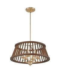 Possini Euro Design Givens 19 3/4" Modern Pendant Chandelier Ceiling Light Fixture Dining Room Over Table 6-Light Satin Bronze and Wood Finish