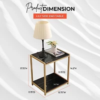 Kings Brand Furniture Lily Side End Table Nightstand with Shelf - Modern & Stylish Bedside Table with Storage Shelf