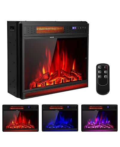 Gymax 25'' Electric Fireplace Recessed 900/1350W Fireplace Heater w/ Remote Control