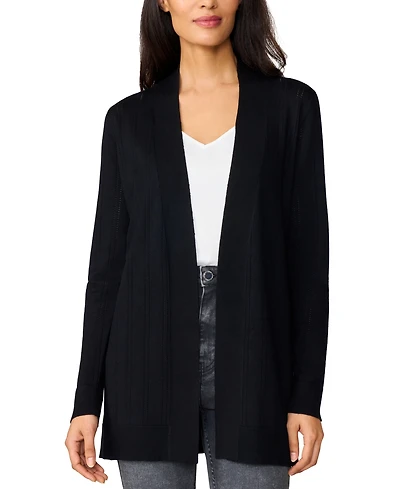 Melissa Paige Petite Pointelle Open-Front Long Cardigan
