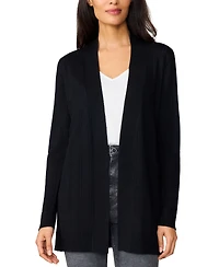 Melissa Paige Petite Pointelle Open-Front Long Cardigan