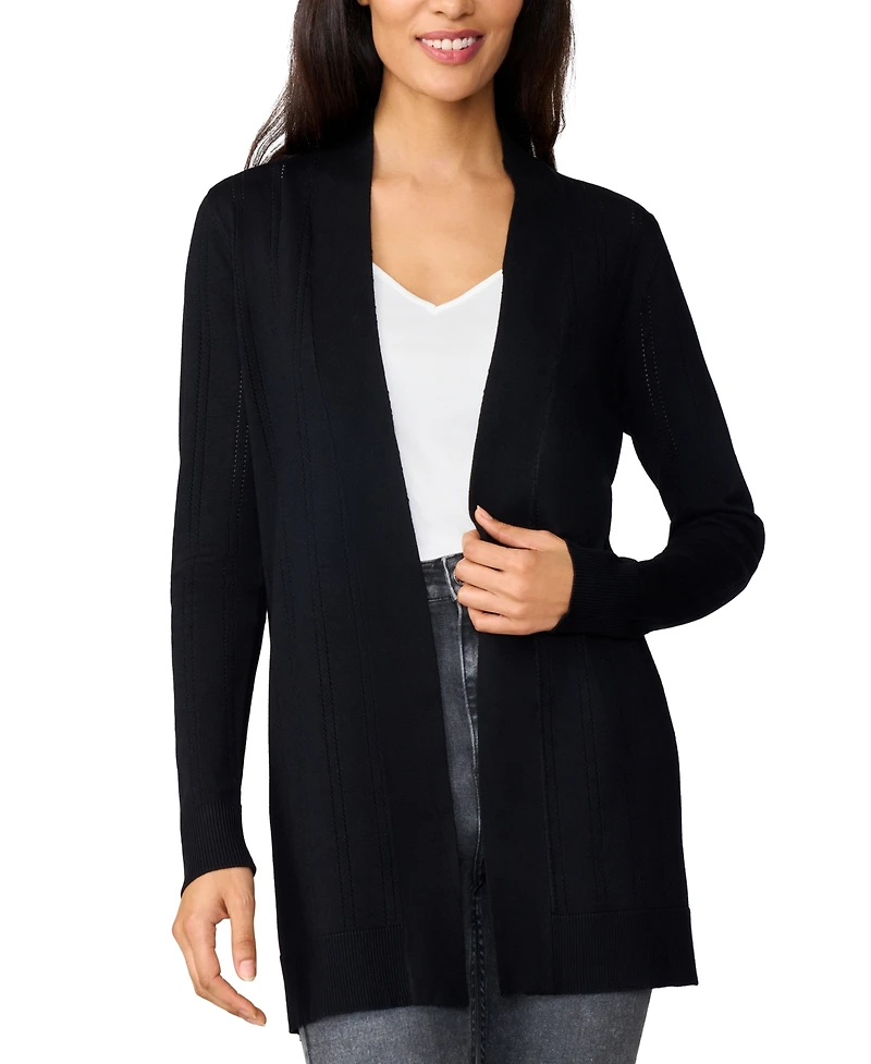 Melissa Paige Petite Pointelle Open-Front Long Cardigan