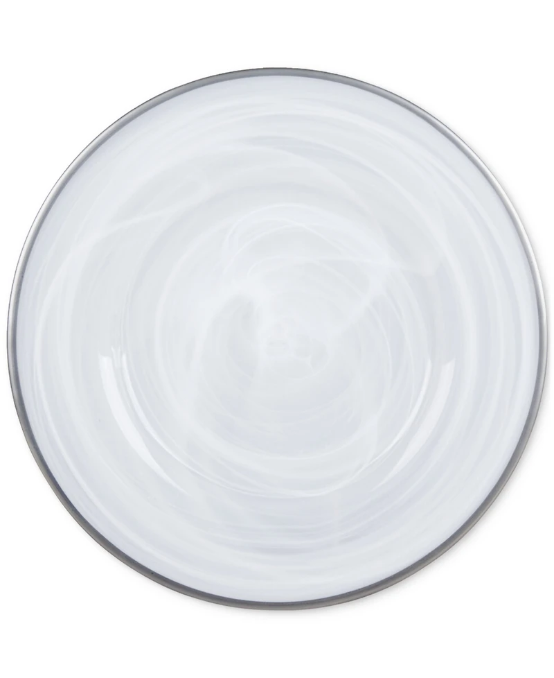 American Atelier Alabaster Silver Glass Charger Plates, Set of 4