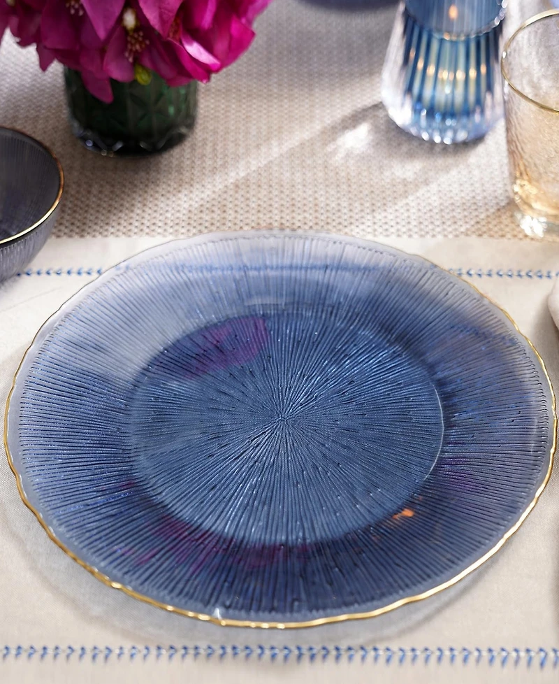 American Atelier Centro Blue Glass Charger Plates, Set of 4