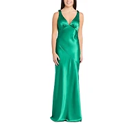 Morgan & Company Juniors' Cowl-Back Charmeuse Gown