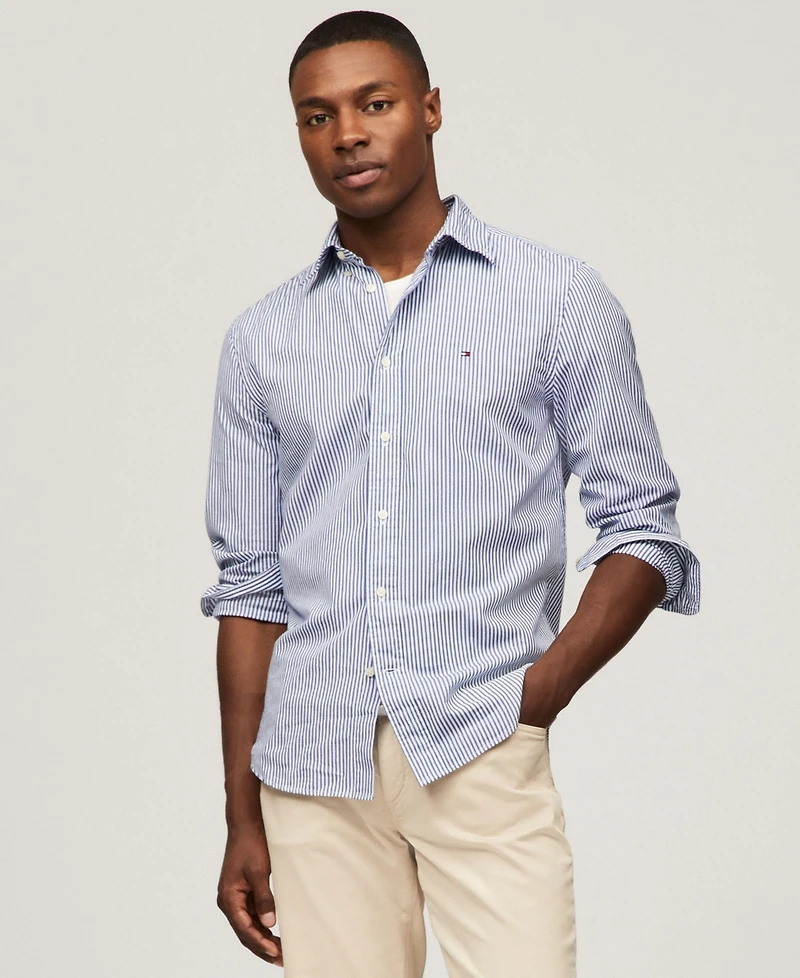 Tommy Hilfiger Men's Regular-Fit Striped Poplin Shirt