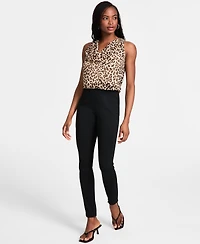 Bar Iii Women's Cheetah-Print Sleeveless Cowlneck Top, Exclusively at Macy's