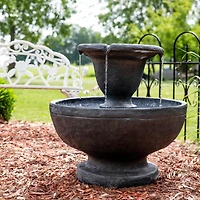25"H Electric Polyresin 2-Tier Streaming Falls Outdoor Water Fountain