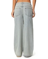 Edikted Womens Side Stripe Washed Low Rise Jeans