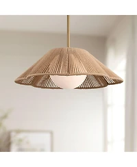 360 Lighting Mylinh 22 1/4" Modern Boho Cottage Pendant Ceiling Light Fixture Dining Room Over Table Kitchen Island Foyer Hanging Brass Finish Natural